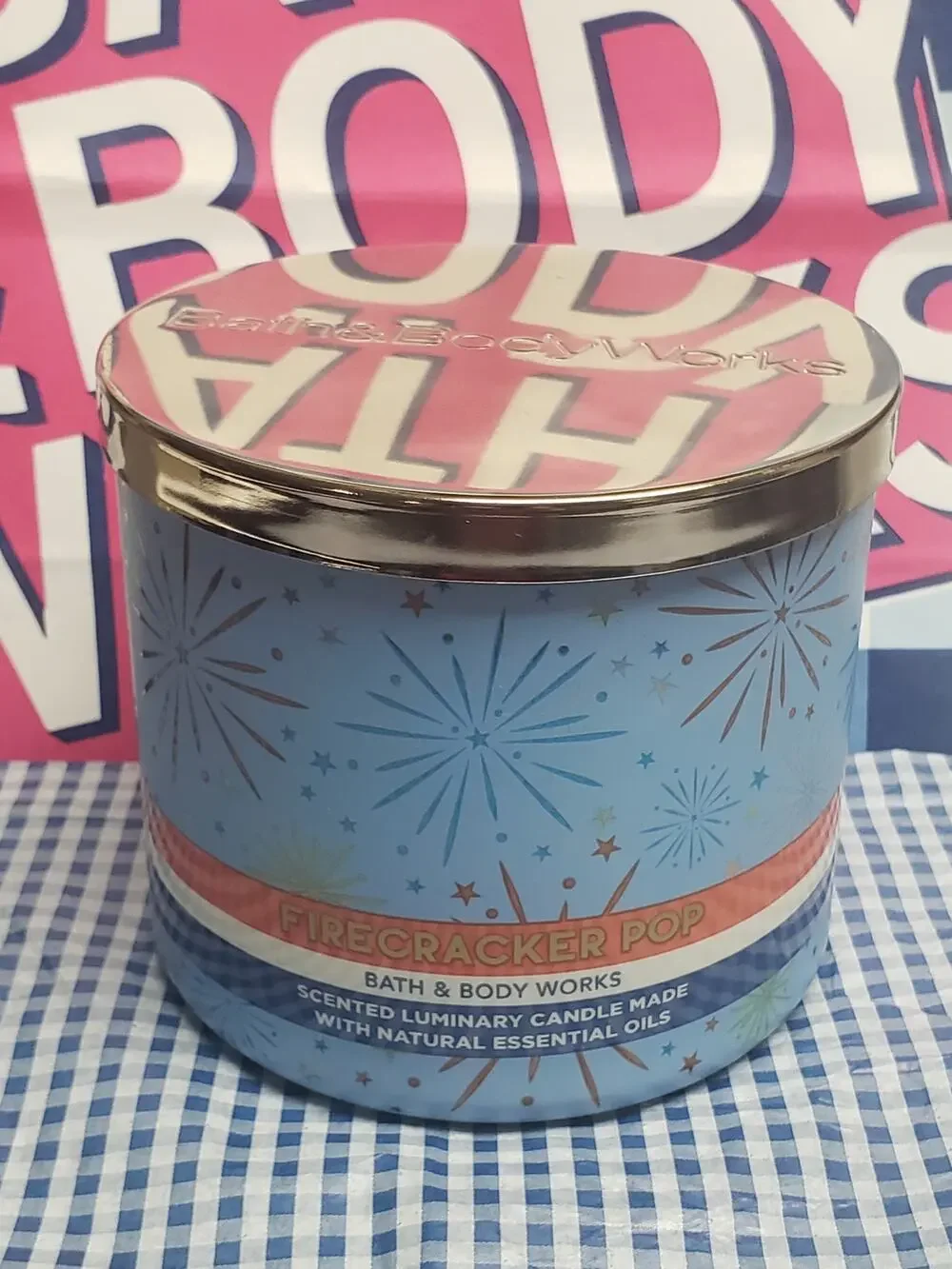 BBW Firecracker Pop American Fireworks Large 3 Wick Candle Home Fragrance